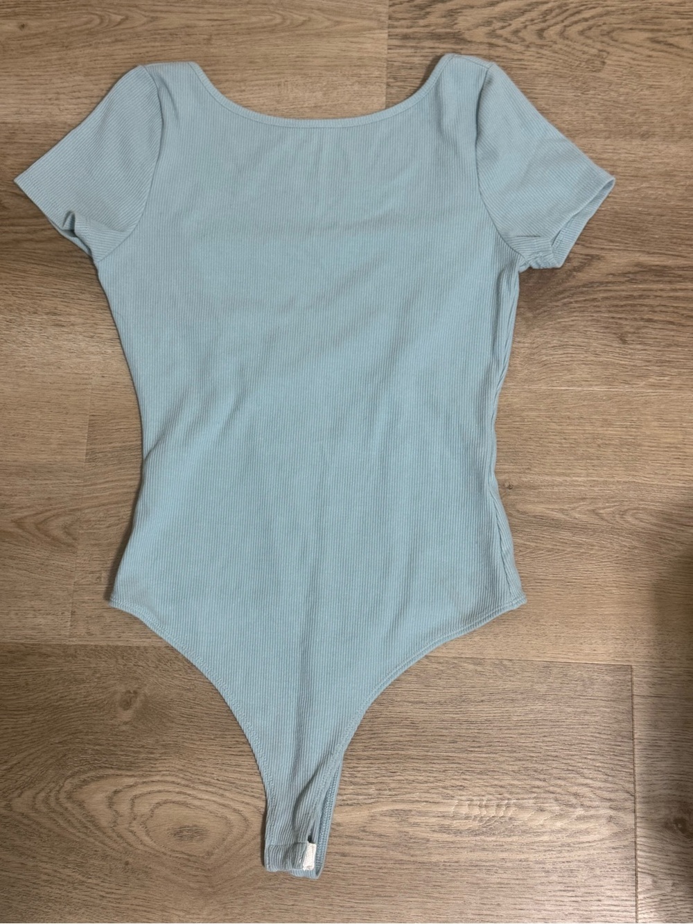 Lulu's Ribbed Short Sleeve Bodysuit — Pale Blue